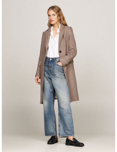 HOUNDSTOOTH CHECK WOOL BLEND COAT