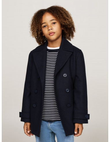 WOOL BLEND LIGHTWEIGHT PADDED PEACOAT