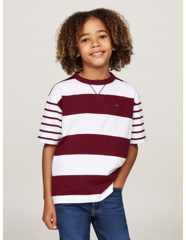 MIXED STRIPE CREW NECK T-SHIRT