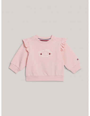 Ruffled Shoulder Logo Sweatshirt