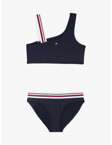 Global Stripe One Shoulder Bikini Set