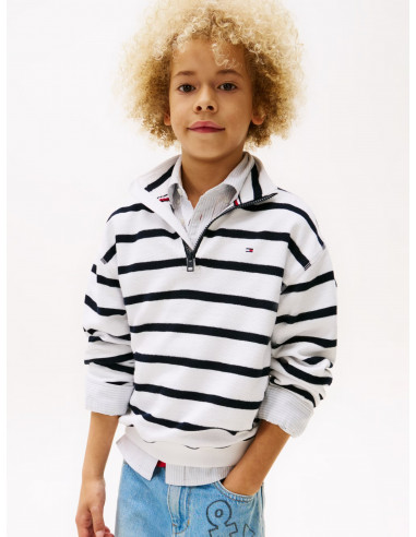 Breton Stripe Half-Zip Sweatshirt