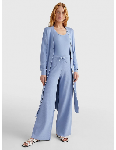 RIBBED ORGANIC COTTON WIDE LEG TROUSERS