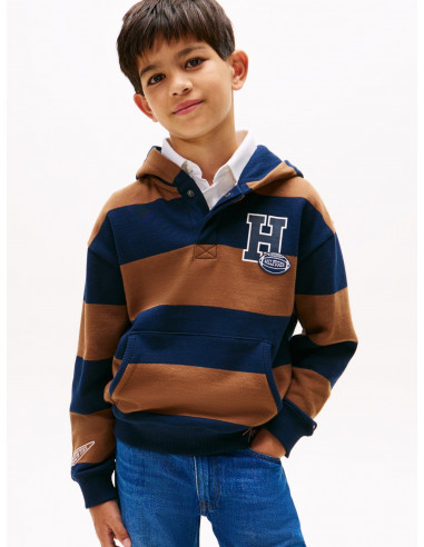 Varsity Stripe Concealed Placket Hoody