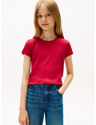 Essential Ruffle Slim Ribbed Top