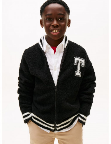 Wool Blend Back Logo Zip-Thru Sweatshirt