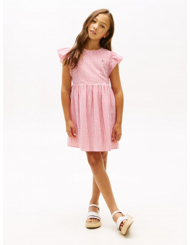 Stripe Seersucker Fit And Flare Dress