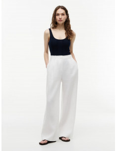 Linen Blend Tailored Wide...