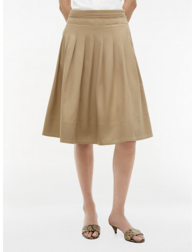 Pleated Midi Chino Skirt