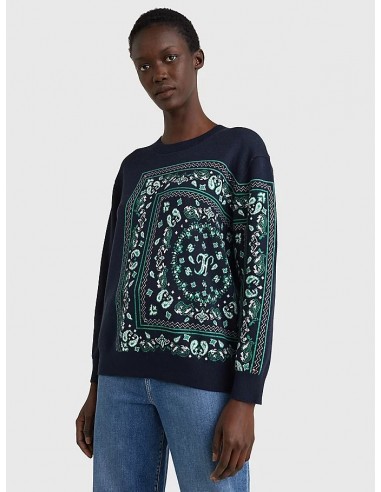 RELAXED FIT BANDANA PATTERN SWEATER