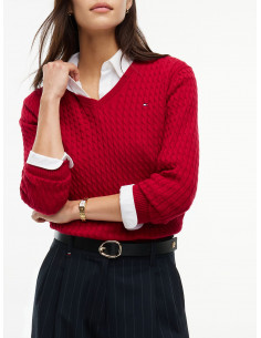 Cable Knit V-Neck Jumper 2