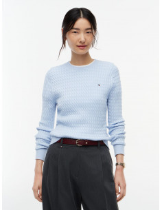 Fine Cable Knit Crew Neck...