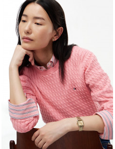 Fine Cable Knit Crew Neck...