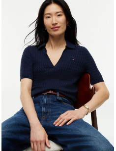 Cable Knit Short Sleeve...