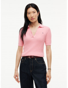 Cable Knit Short Sleeve...