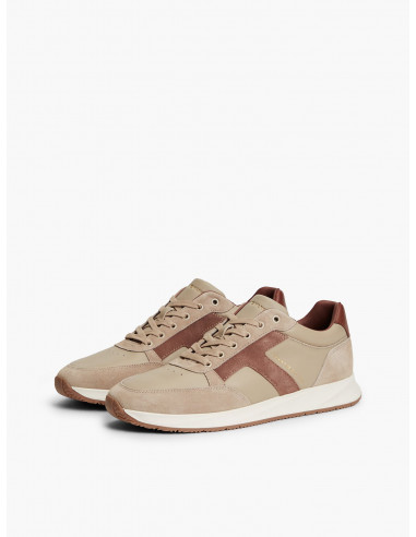 Leather Mixed-Texture Low-Top Runners