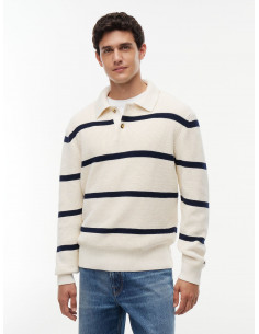 Waffle-Knit Striped Relaxed...