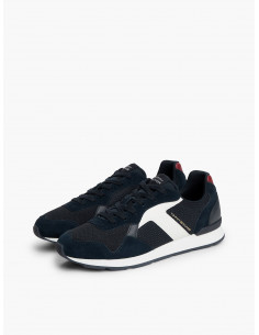 Logo Mixed Texture Trainers