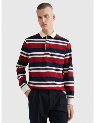 PREP STRIPE CASUAL FIT RUGBY SHIRT