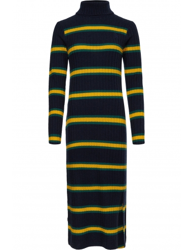 STP RIB SLIM R-NK MIDI DRESS LS