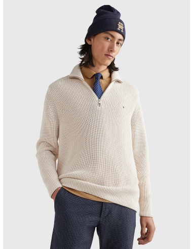 RELAXED FIT MOCK TURTLENECK HALF-ZIP JU