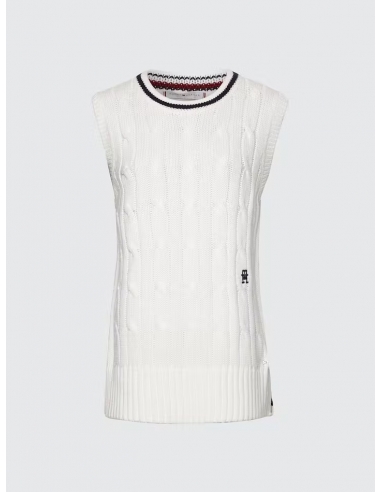 VARSITY CABLE KNIT SWEATER VEST