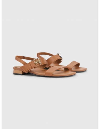 LEATHER MONOGRAM SQUARE TOE FLAT SANDAL
