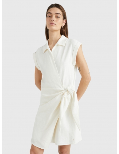 SLEEVELESS WRAP SHIRT DRESS