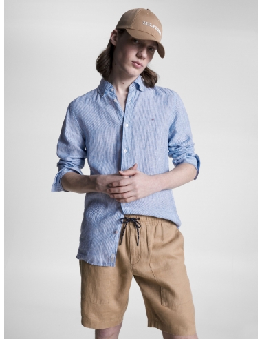 STRIPE SLIM FIT LINEN SHIRT