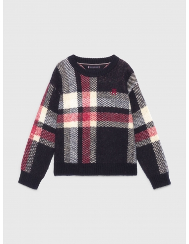 GLOBAL STRIPE CHECK SWEATER