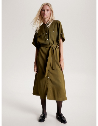 RELAXED FIT MIDI SHIRT DRESS