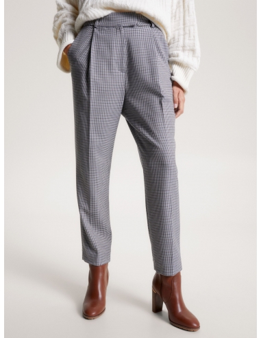CHECK RELAXED FIT TAPERED TROUSERS