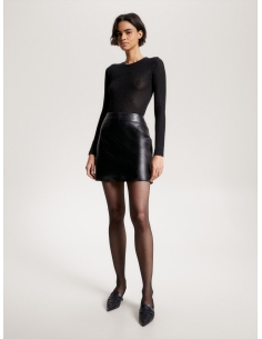 LEATHER A-LINE MINI SKIRT 2