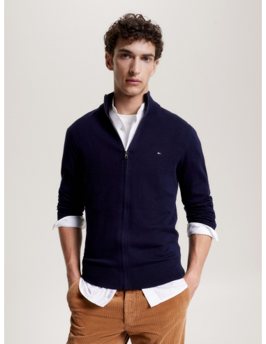 ZIP-THRU HIGH NECK JUMPER WITH CASHMERE