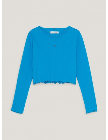 ESSENTIAL RUFFLE FITTED LONG SLEEVE T-S