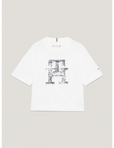 TH MONOGRAM SEQUIN ARCHIVE FIT T-SHIRT